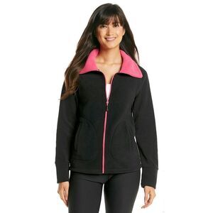 New! CALVIN KLEIN Performance Logo Fleece Jacket Moisture Wicking Black Pink LRG